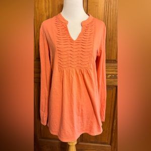Women’s Large Merona Orange long sleeve cotton shirt. Pre-Owned Cute top!